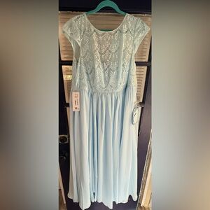 Azazie Sky Blue Lace Dress